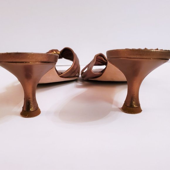 Manolo Blahnik Kitten Heel Sandals EU 37.5 (US 7.5) bronze oggiba - Picture 5 of 9